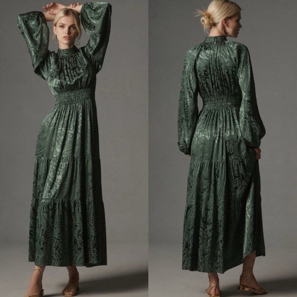 Anthropologie Green Somerset Maxi Dress